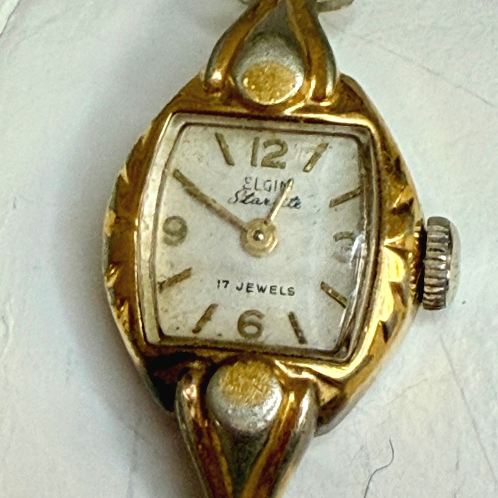 Vintage Elgin Starlite 17 Jewels Manual Wind Gold Tone Women Cocktail Watch
